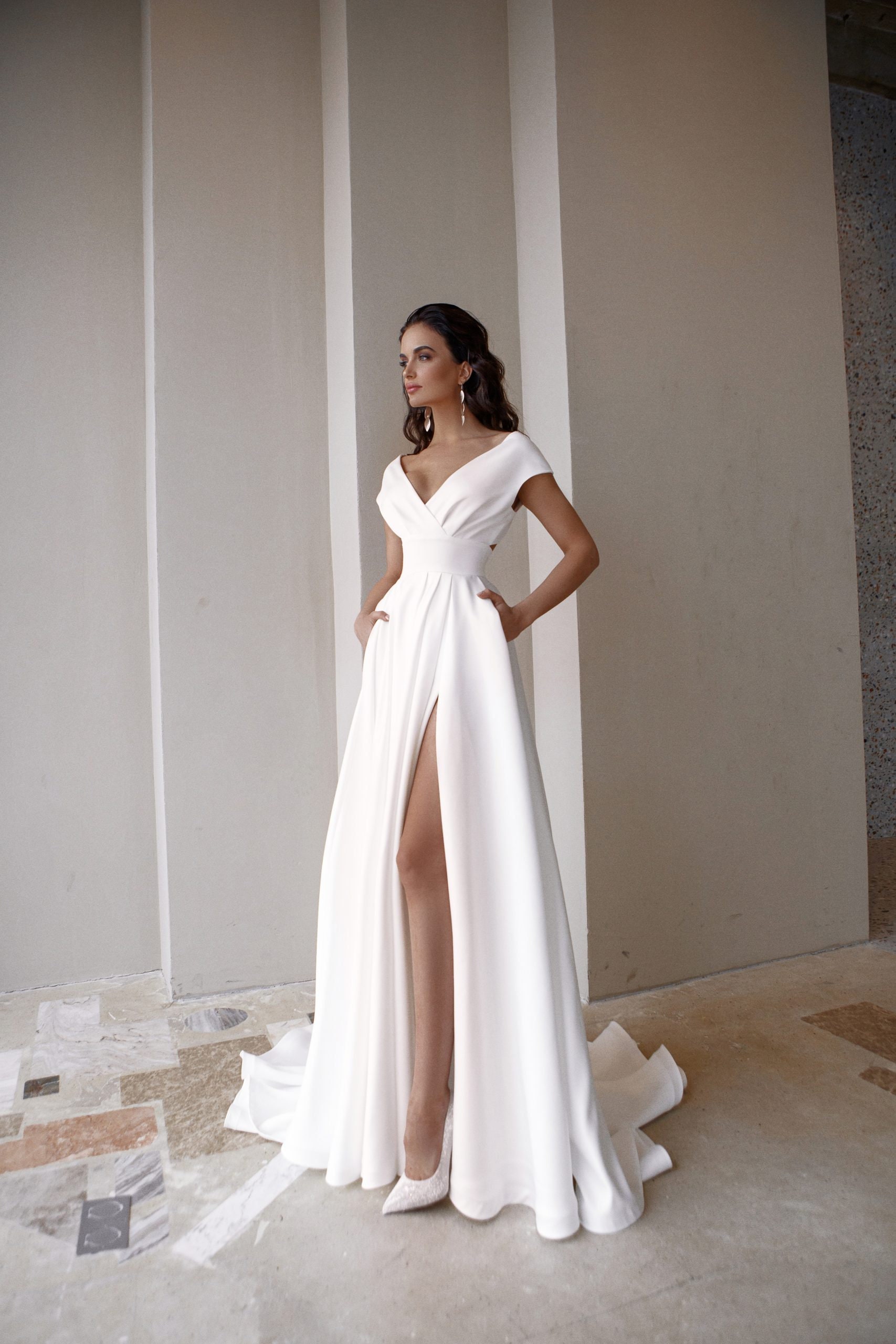 Vestido de novia crepé simple con sexy vestido de - Etsy España