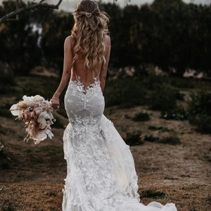 Mermaid Wedding Dress With Beautiful 3d Floral Lace. Sexy Open - Etsy