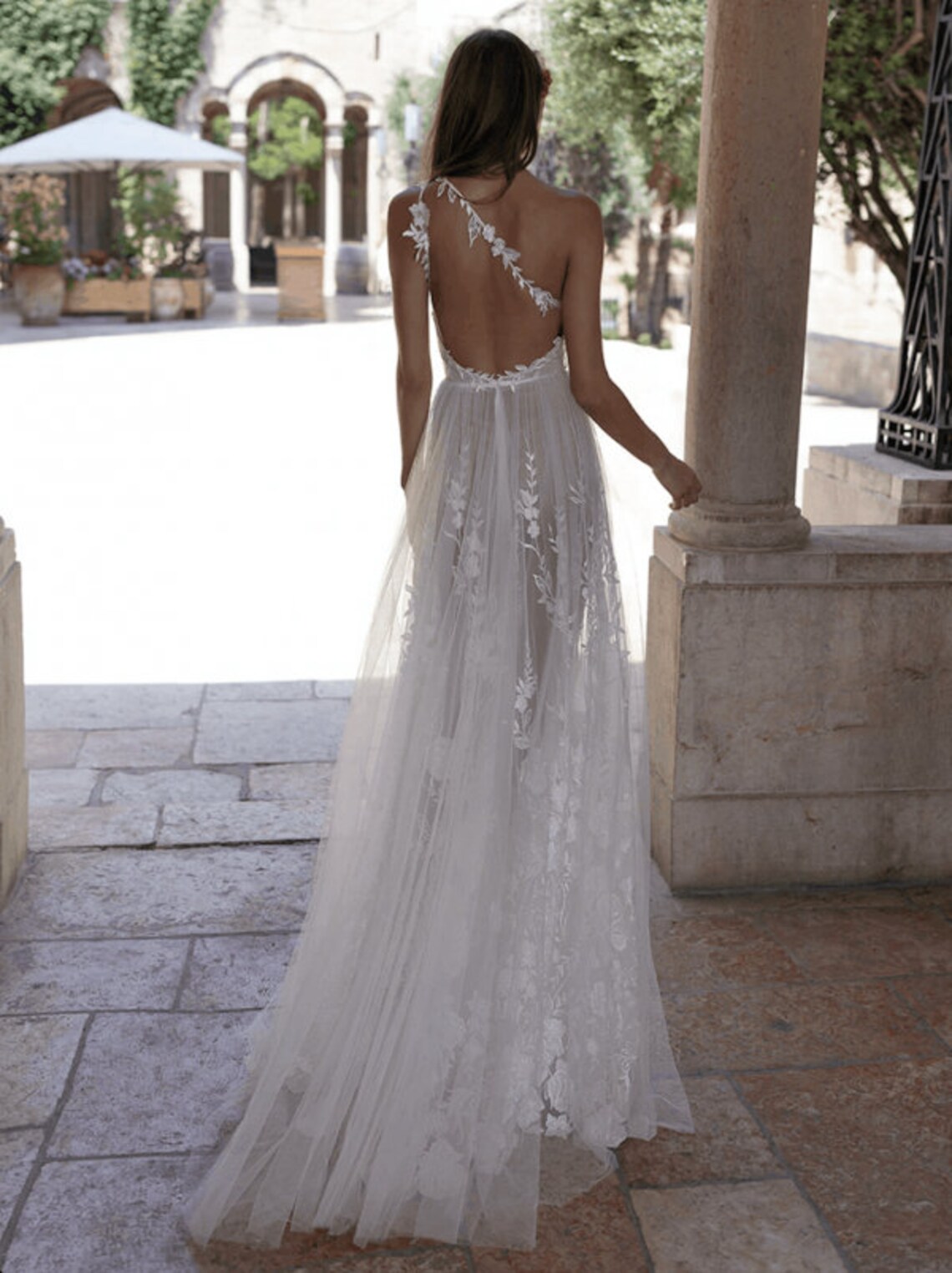A-line slit wedding dress. Beautiful lace wedding dress. One | Etsy