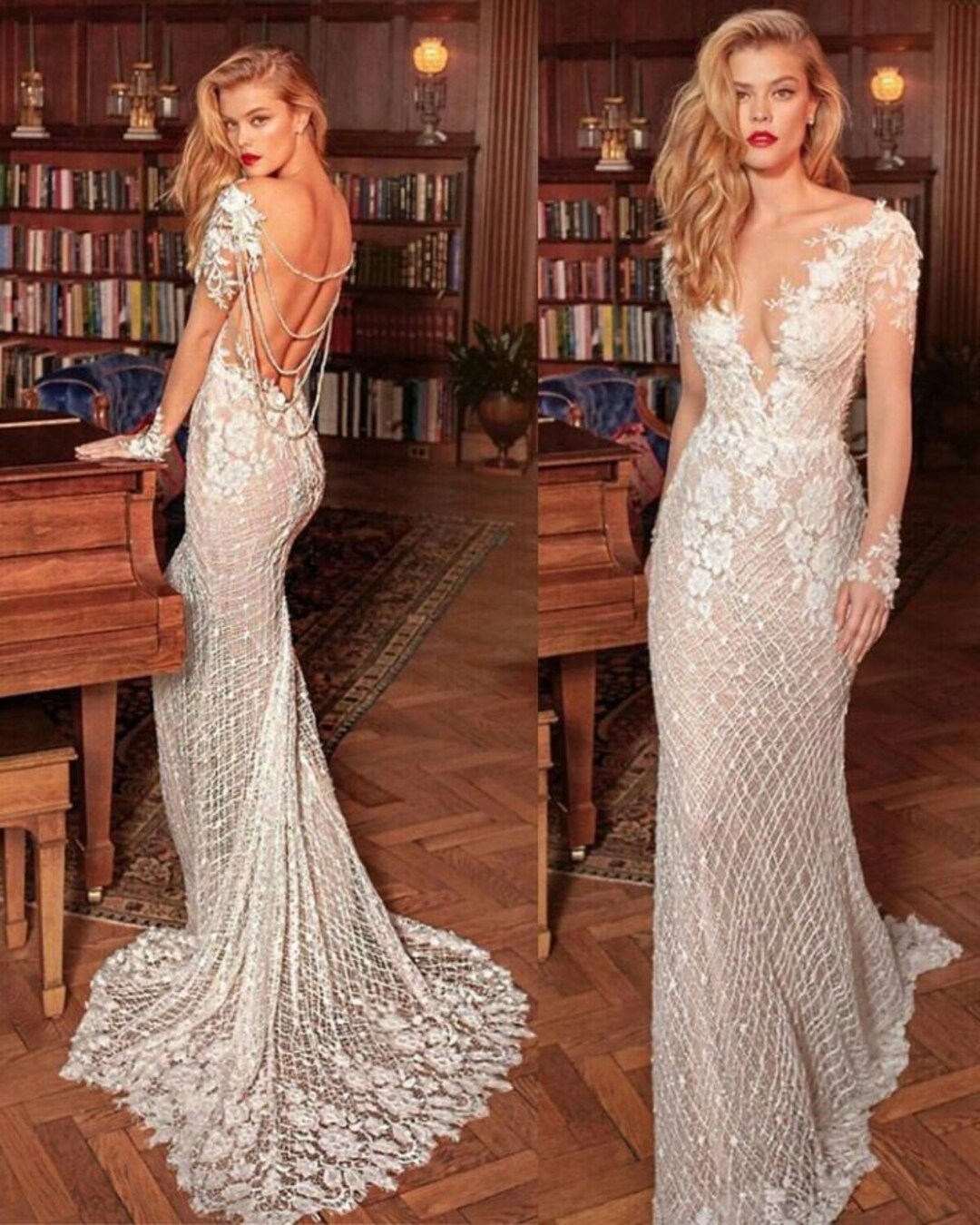 Elegant Backless Mermaid Wedding Dress. Lace Wedding Dress - Etsy