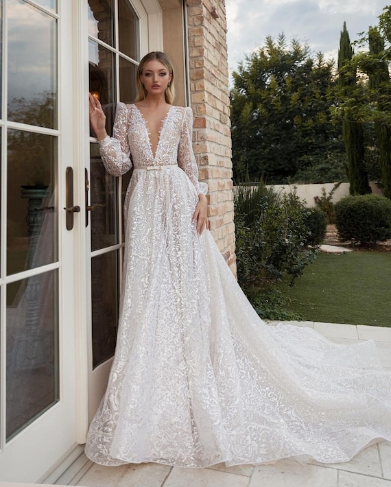Unique Long Sleeve A-line Wedding Dress ...