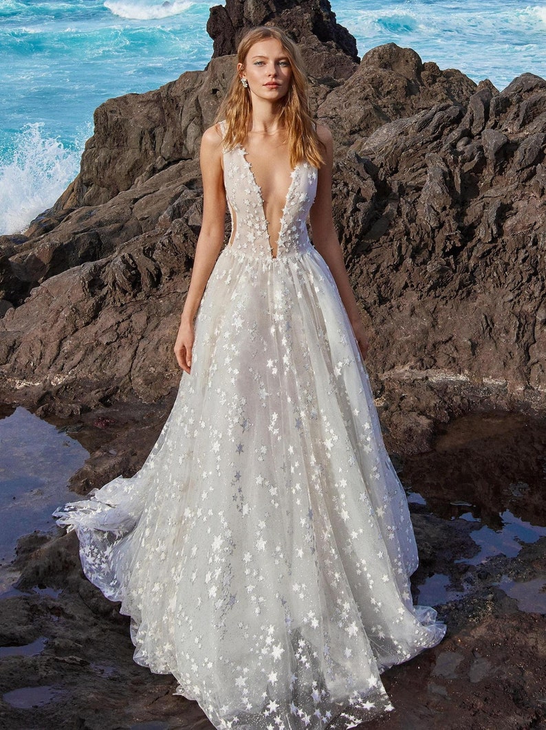 Star Wedding Dress. Sparkling A-line Wedding Dress. Bridal - Etsy
