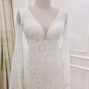 Mermaid Wedding Dress. Bell Sleeve Wedding Dress. Simple Boho - Etsy