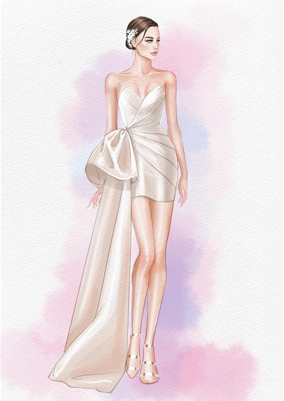 Sketch Drawing Girl Short Dress On Stock Vector (Royalty Free) 209030629 |  Shutterstock