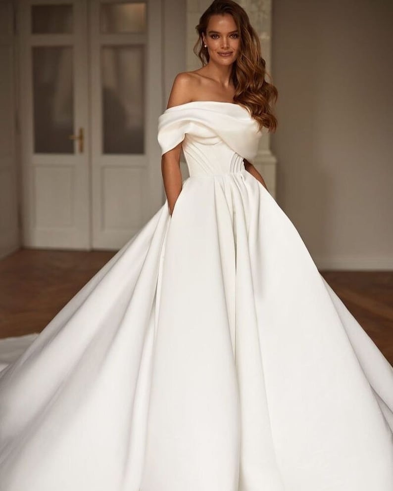 High Quality Satin Wedding Gown. Simple A-line Wedding Dress. - Etsy