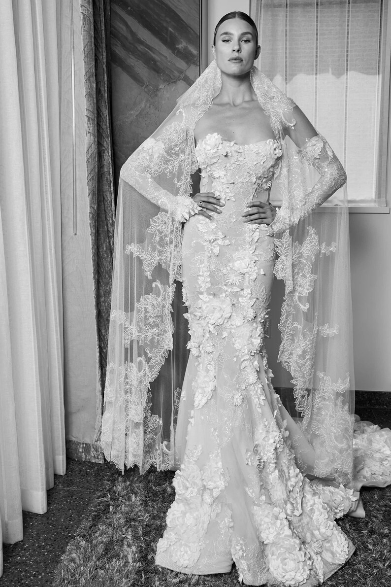 Custom Wedding Dress for Bride. Beautiful 3d Flower Mermaid Etsy