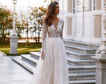Lace Wedding Dress Long Sleeve - Etsy