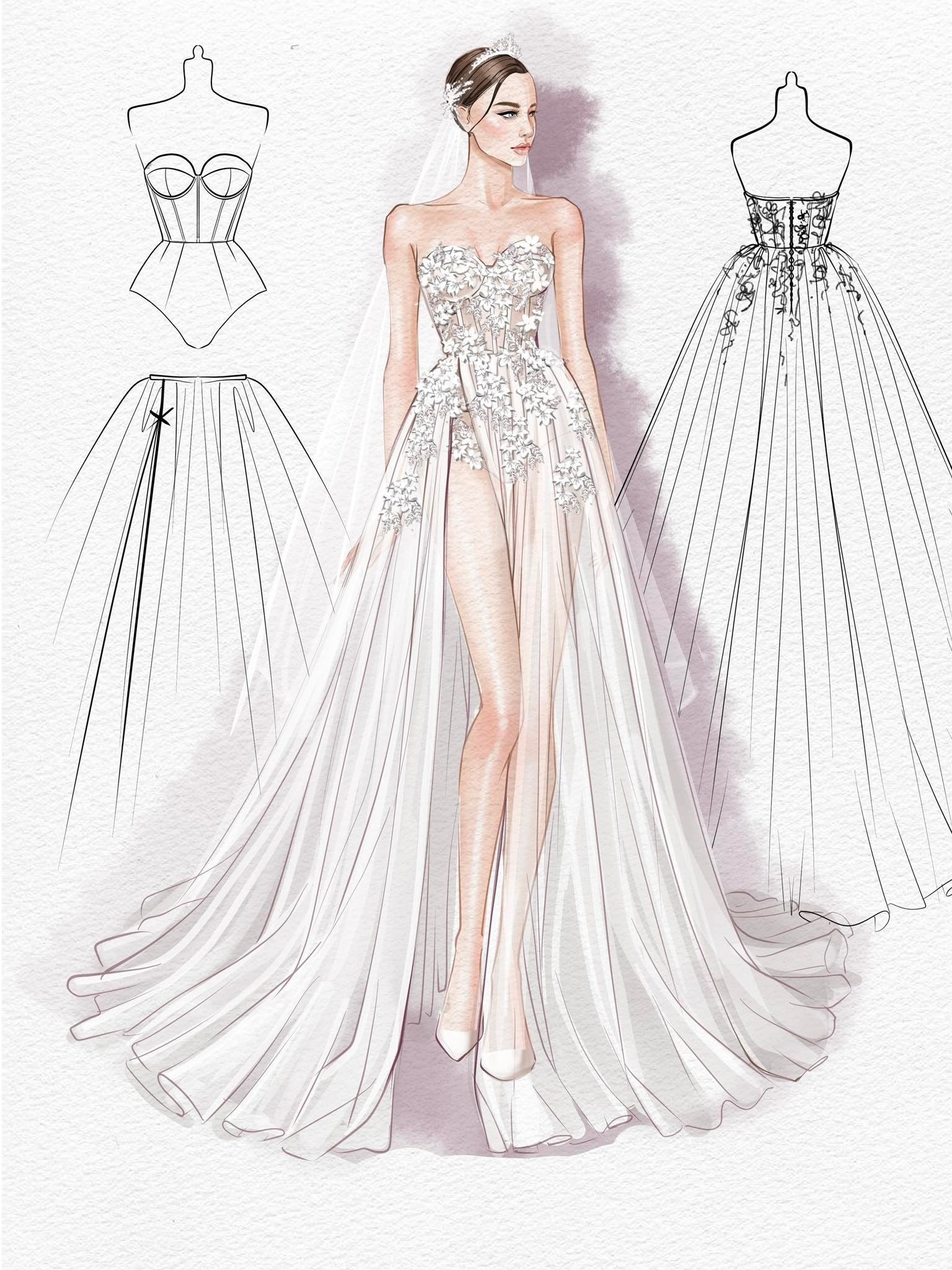 Gorgeous fashion dress drawings by Arron Lam on TrendyArtIdeas