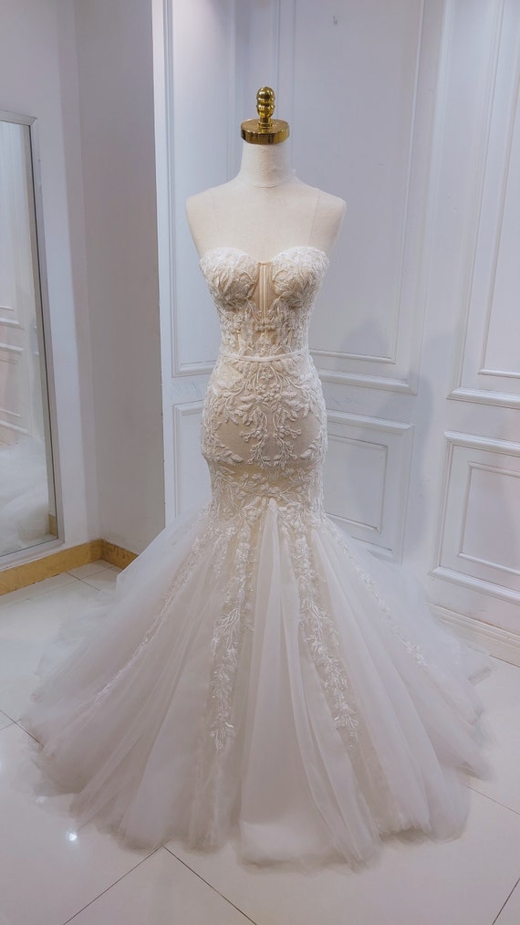 Lace corset mermaid wedding dress cheap