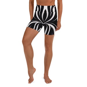 black and white striped shorts, High waist yoga shorts, Workout gifts for her, Matching workout sets for women, Fitness gifts for daughter