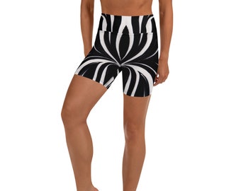 black and white striped shorts, High waist yoga shorts, Workout gifts for her, Matching workout sets for women, Fitness gifts for daughter