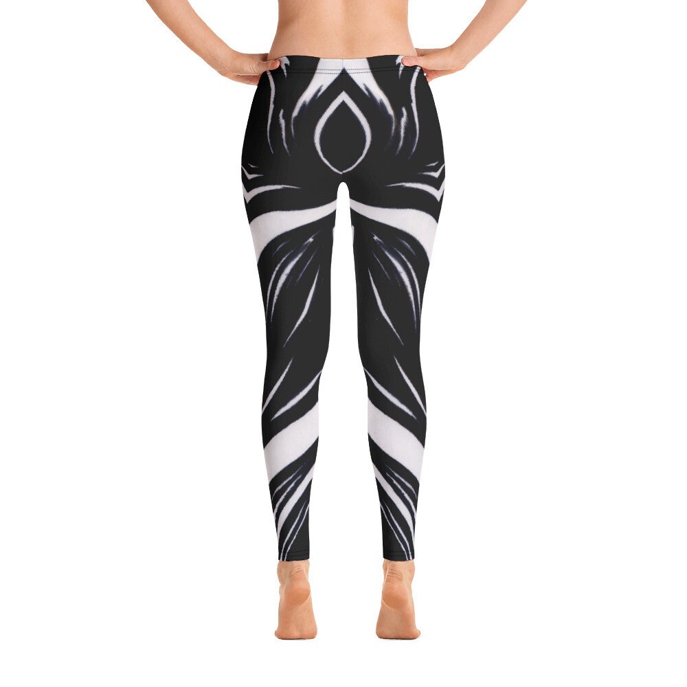 Black and White Striped Leggings Activewear for Women Etsy