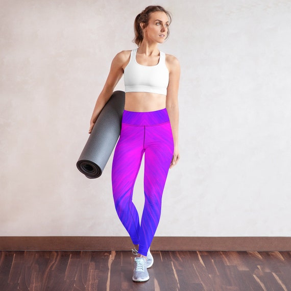 Pink Ombre Leggings Yoga Set, Gym Clothes for Women, Running Gifts