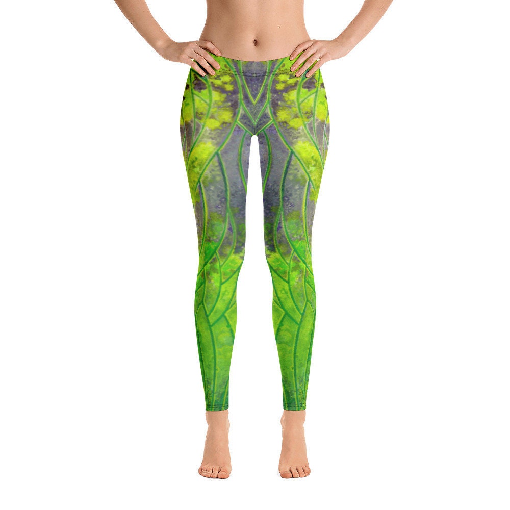 Geometric Neon Leggings, Neon Green Pants, Matching Workout Set for Women, Track Gifts for