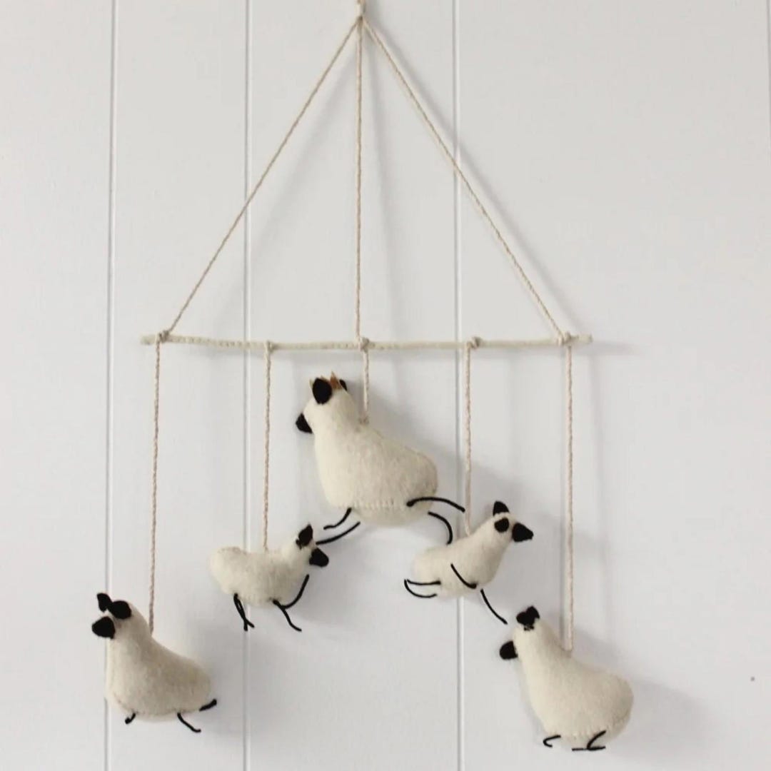 Creative Co-op Wool Felt Sheep Baby Mobile – Handmade Nursery Decor NEW ...