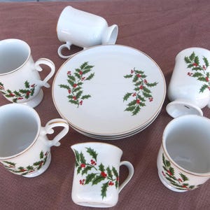 Holly by Japan, 11 Piece Dessert Set, Vintage China From 1970's & 1980's, Excellent Condition