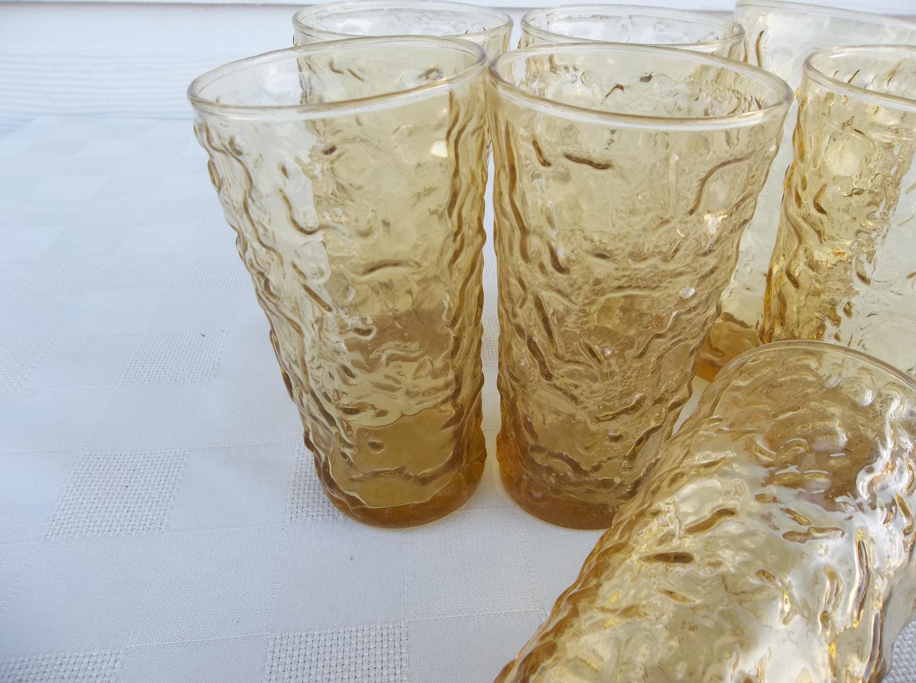 Libbey Aztec Gold Glasses: Vintage Textured Cocktail Set of 8 - Etsy