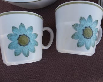 Vintage Noritake Up-Sa Daisy Dinnerware Set: Mid-Century Blue Floral, 28-Piece