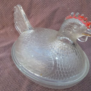 Hen On Nest, Indiana Glass Company, Vintage 2-delige set, circa 1940