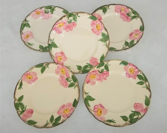 Franciscan Desert Rose, 5 Vintage Luncheon Plates 9 1/2", Exquisite Earthenware V