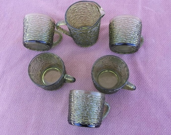 Vintage Anchor Hocking Soreno grönt kaffekoppset: Mitten av århundradet modernt