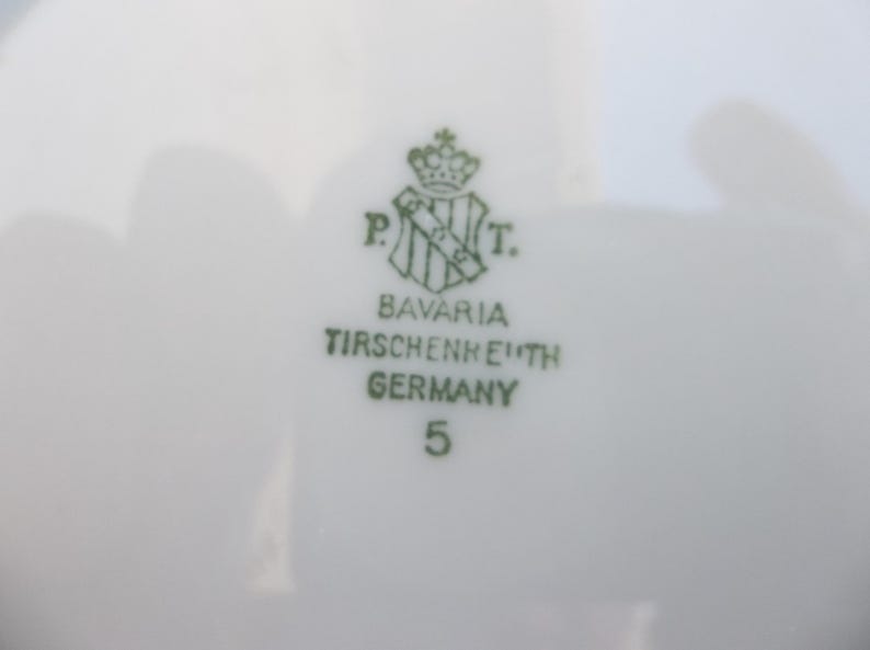 Vintage Tirschenreuth Bavarian Porcelain Dinnerware Set: Gray Scrolls