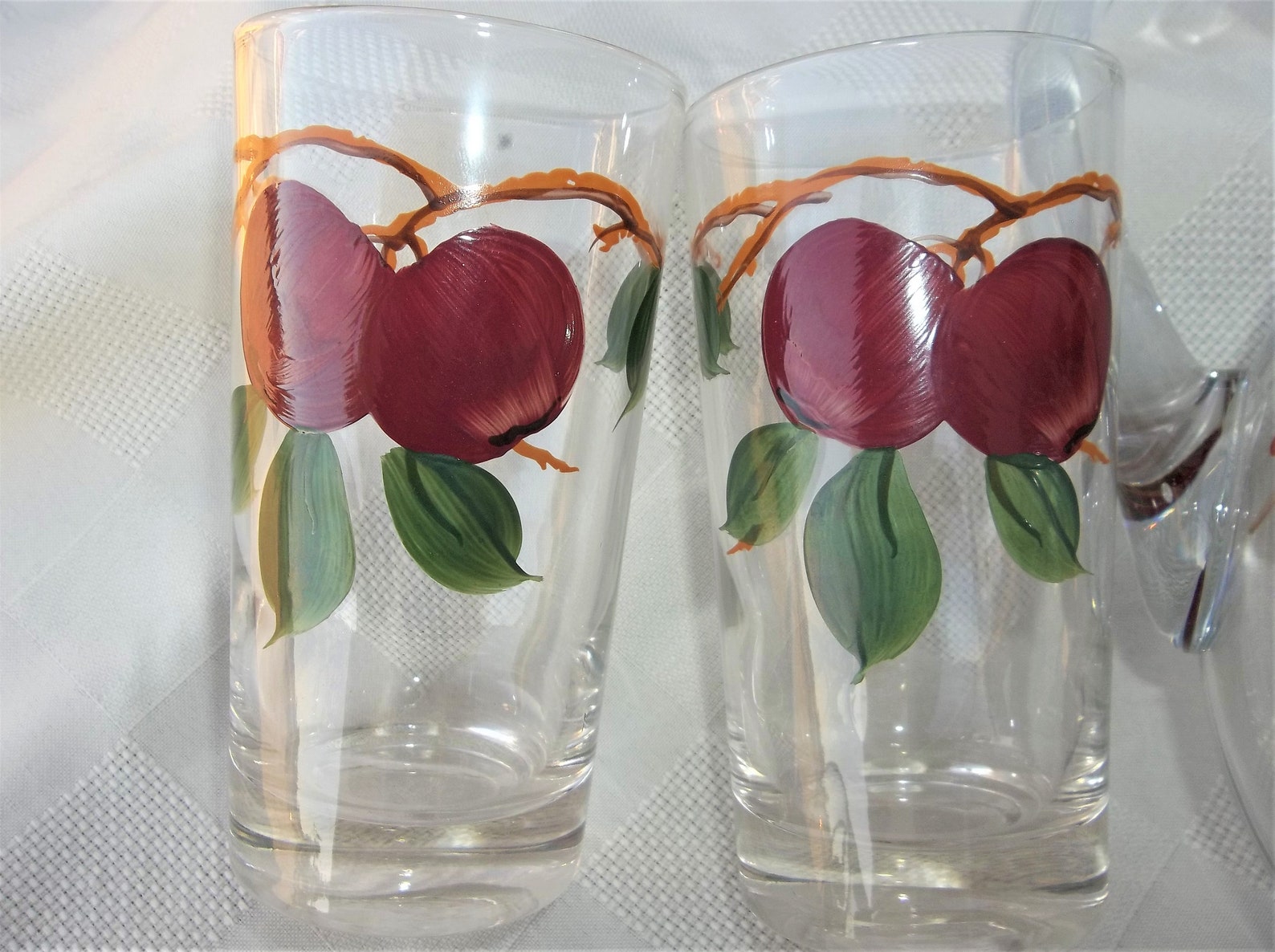 Franciscan Apple Pitcher & Nine Glasses Handpainted Vintage Etsy