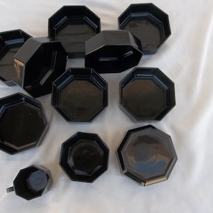 Vintage Arcoroc France Black Octime Dinnerware Set: 11-Piece Luminarc Bowls & Creamer