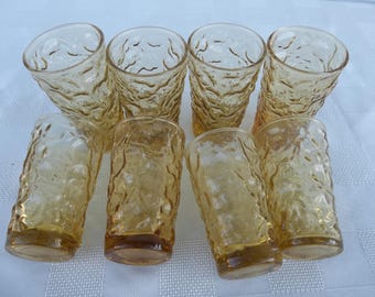 Libbey Azteekse gouden bril: vintage getextureerde cocktailset van 8 inch