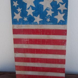 American Flag Art, Hand painted, Vintage Design, 12&quot; x 24&quot;, Made in USA, One-of-a Kind Art, Perfect for Any Room, Porch Art, Military