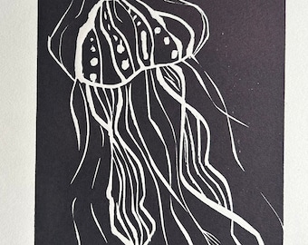 Woodcut Print - Jellyfish