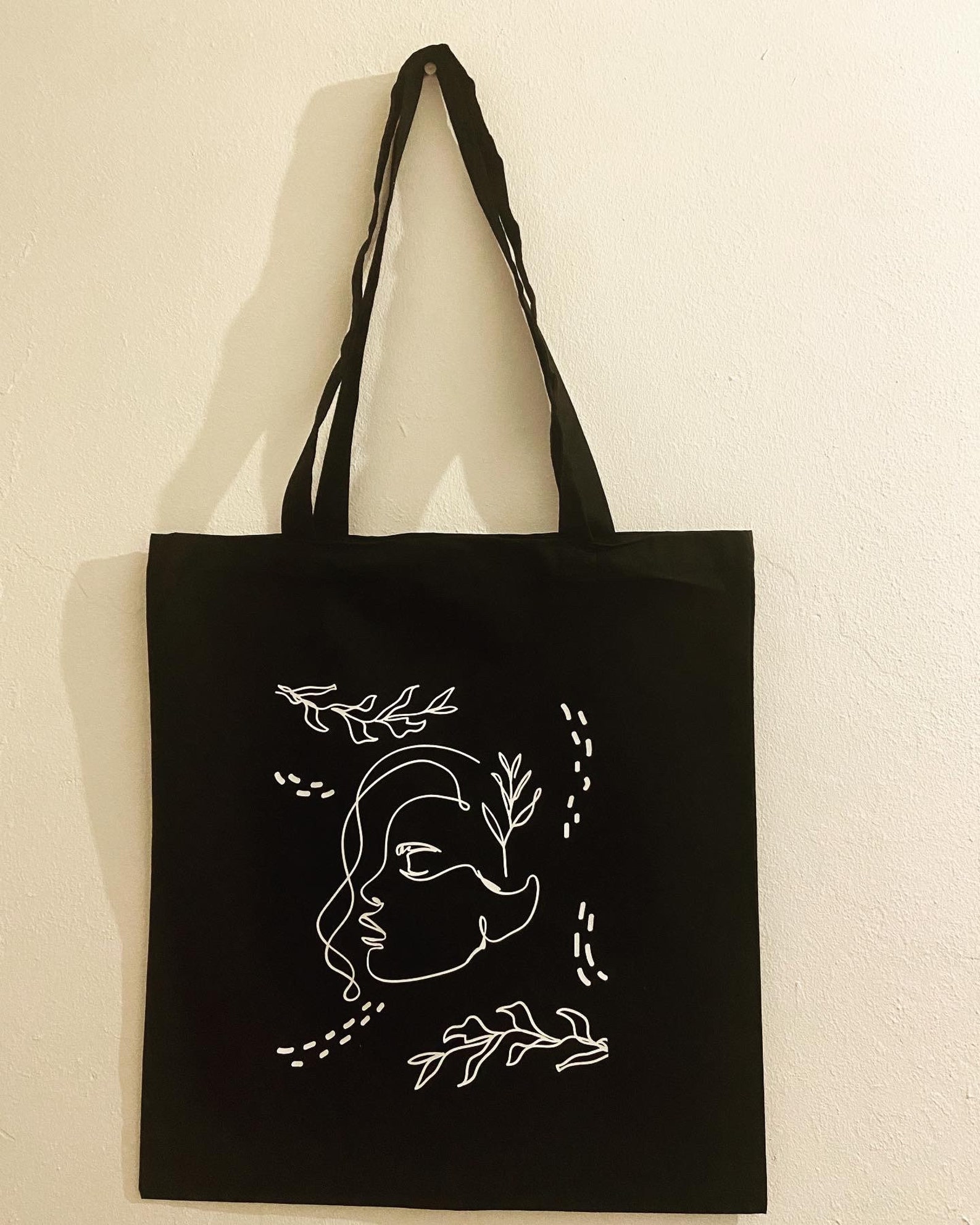 Face Drawing Tote Bag Printed Design .reusable Canvas Shopper | Etsy