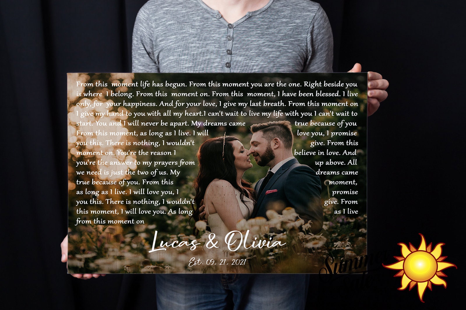 Custom canvas with lyrics Photo portrait lyrics Wedding song Etsy