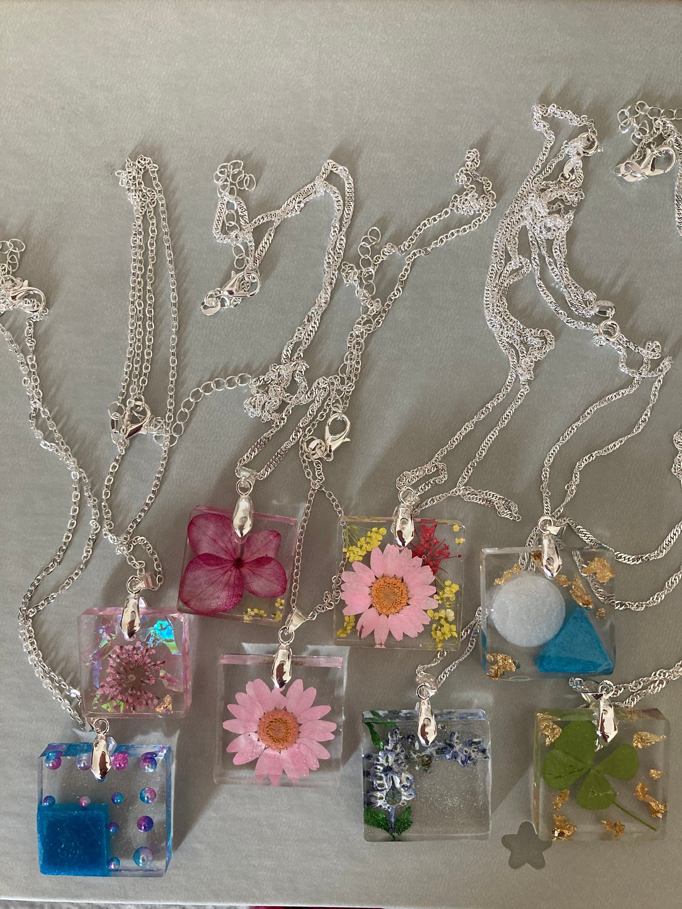 Real dried flower necklaces various Etsy