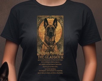 Belgische Mechelaar Tarot stijl Rasprofiel T-shirt/Fawn Belgische Mechelaar/Mechelaar moeder cadeau/Mechelaar minnaar cadeau/Maligator/Mechelaar fokker
