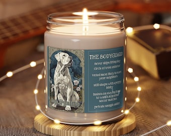 Dogo Argentino Candle/Tarot Style "The Bodyguard" Scented Natural Soy Wax/Funny Dogo Argentino Gift/Dogo Argentino Mom/Dogo Argentino Gift