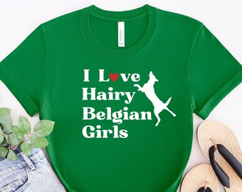 Eu amo camisa belga peluda para meninas/camisa malinois belga/mamãe malinois belga/pai malinois belga/presente maligator/camiseta unissex