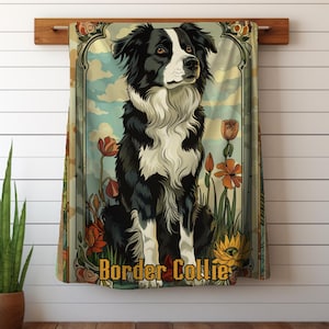Border Collie Tarot Style Velveteen Plush Blanket, Cozy Border Collie Gift, Soft Border Collie Dog Blanket, Collie Decor,Border Collie Throw