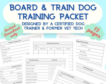 Board and Train Dog Training Planner, Go-Home Forms + More Printable PDF INSTANT Digital Download Made by Professional Dog Trainer & VetTech