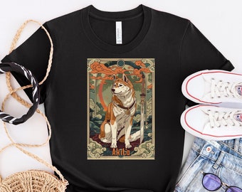 Akita Tarot Style T-Shirt/ Japanese Akita Art / Akita Mom Gift / Japanese Akita Lover Gift / New Akita Puppy Gift /Akita Breeder