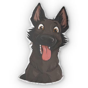 Dom Belgisch Mechelaar-vormig kussen | Goofy cartoon hondenknuffel | Grappig K9-memedecor | Minnaarcadeau Derpy Mechelaar | 4 maten beschikbaar