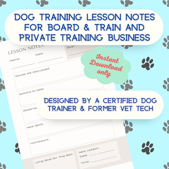 dog-training-lesson-notes-homework-form-for-group-private-dog-etsy