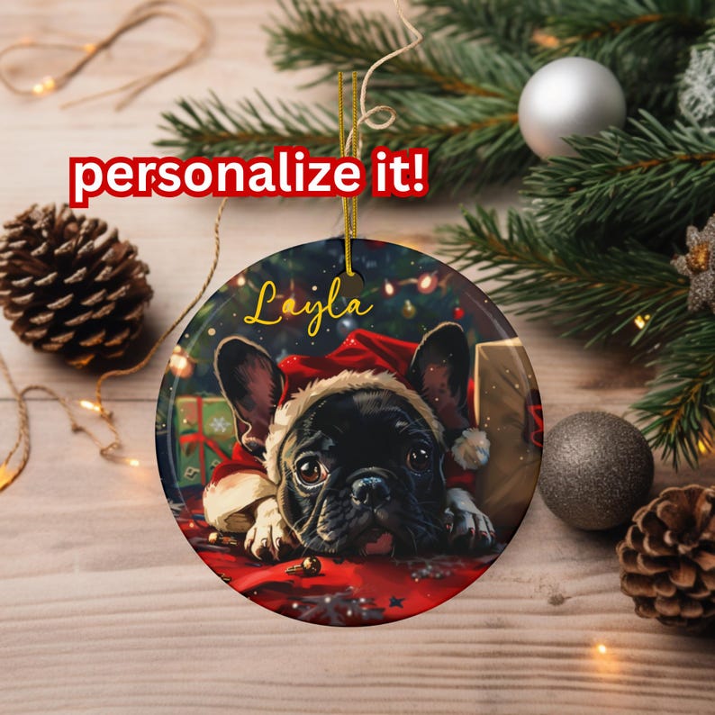 French Bulldog Holiday Ornament 1 Best Puppy Friends Sweet Christmas
