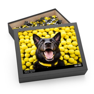 Black German Shepherd Jigsaw Puzzle - Ball Is Life - German Shepherd Surrounded By Tennis Balls 500pcs image 1