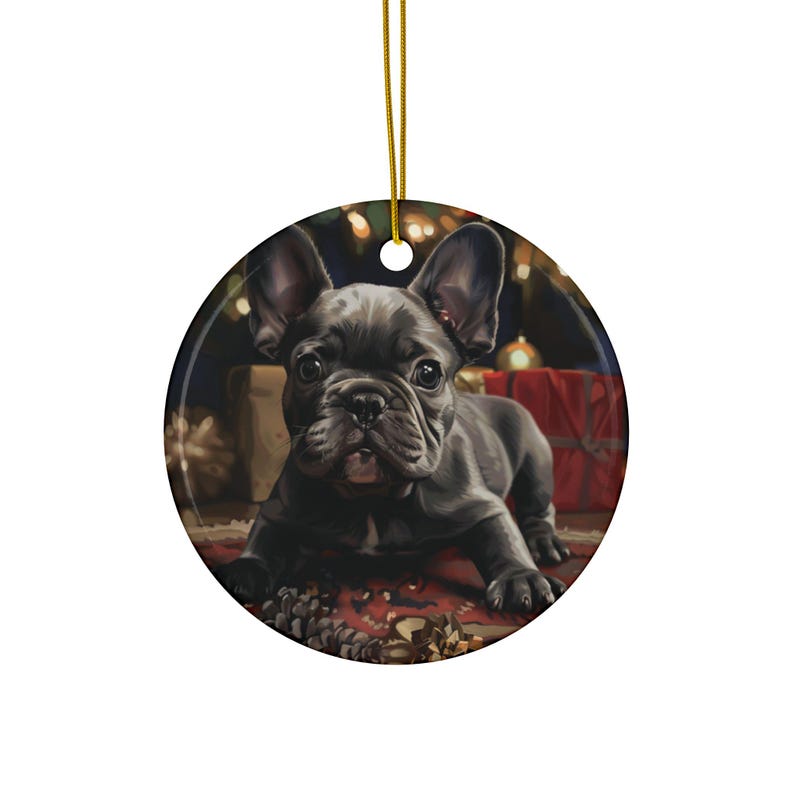 French Bulldog Holiday Ornament 5 puppy Friends Sweet Christmas