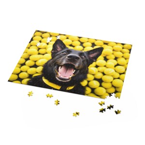 Black German Shepherd Jigsaw Puzzle - Ball Is Life - German Shepherd Surrounded By Tennis Balls 500pcs image 3