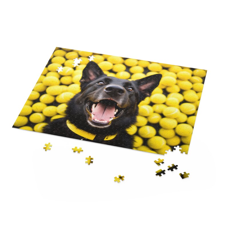 Black German Shepherd Jigsaw Puzzle - Ball Is Life - German Shepherd Surrounded By Tennis Balls 500pcs image 3