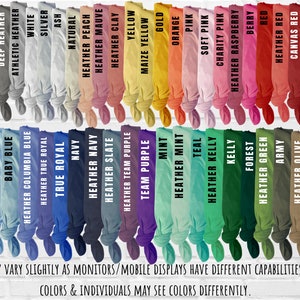 May include: A color chart of 36 different fabric colors, including black, white, grey, blue, green, red, yellow, orange, pink, and purple. The fabric swatches are arranged in rows and columns, with the color name printed below each swatch.