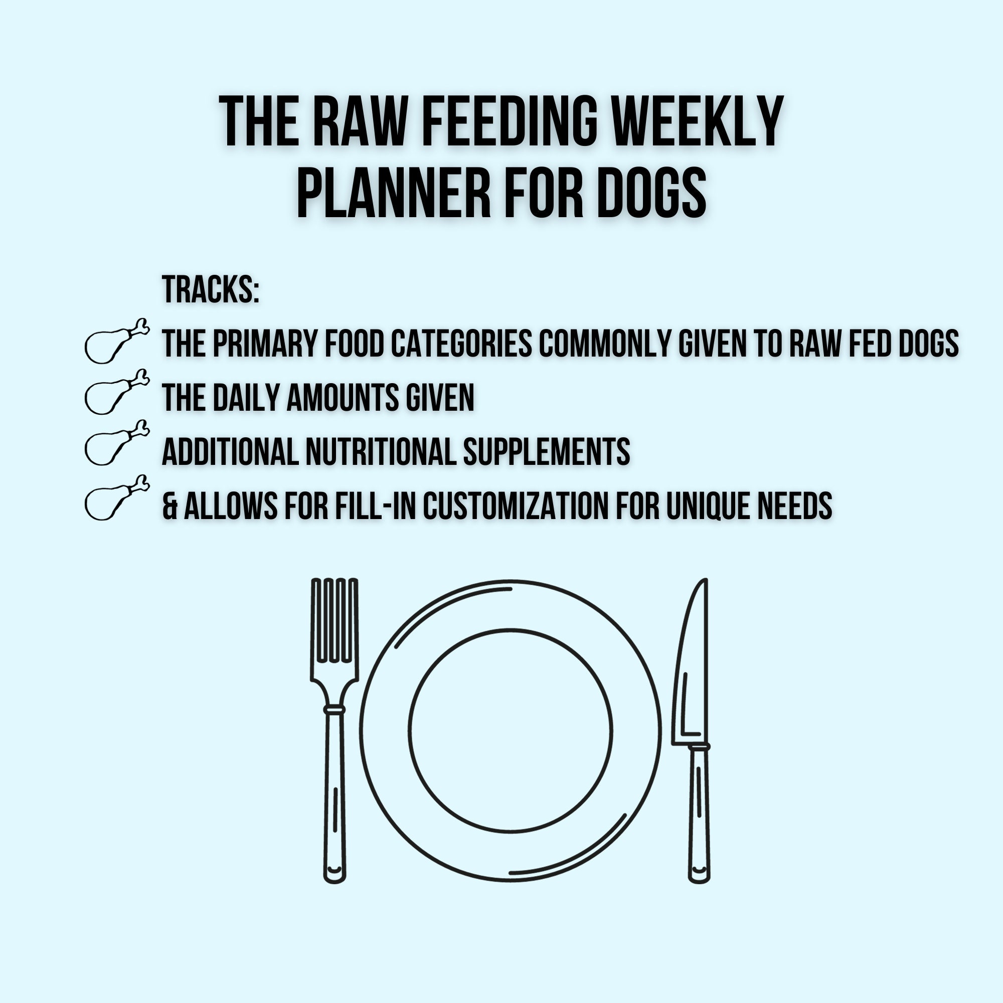 Raw Feeding Weekly Planner for Dogs/essential Pet Nutrition Log/raw Fed