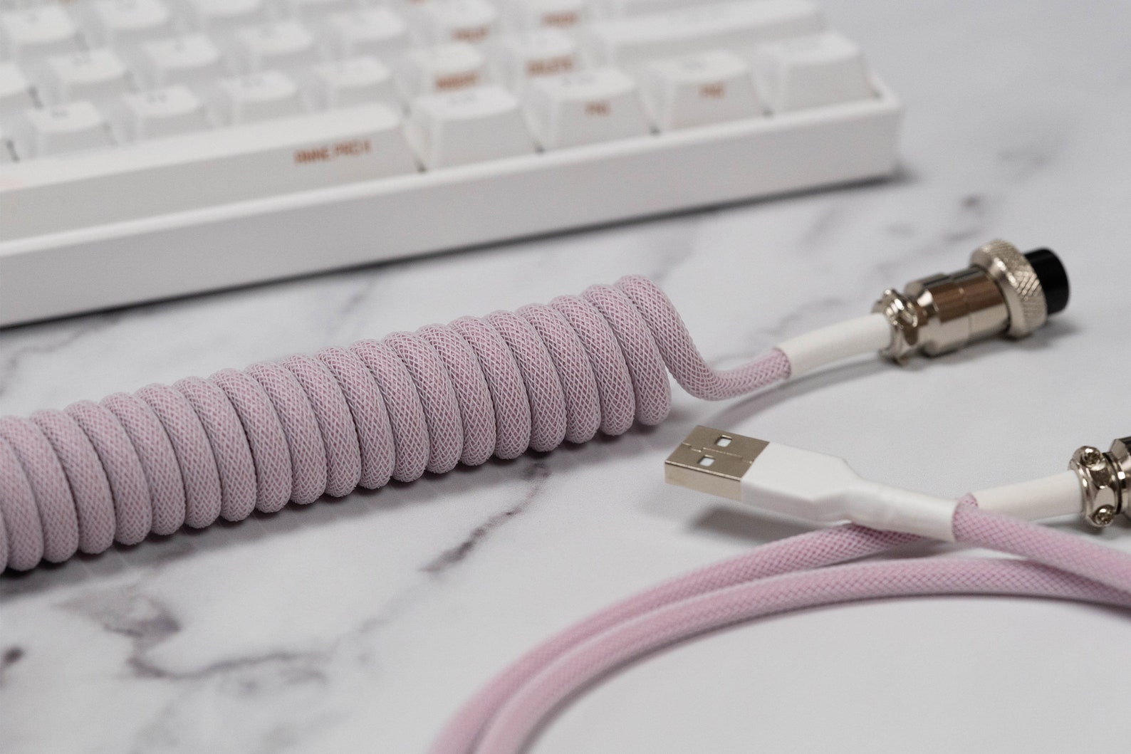 Coiled Keyboard Cable Pure Pink Coiled Keyboard Cable Etsy